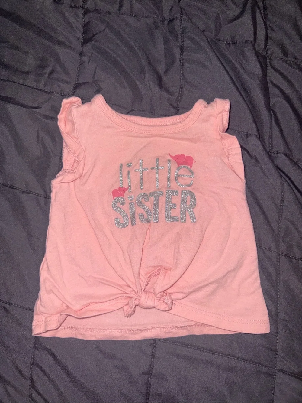 Carter's Pink Toddler Tank Top with Glitter 'Little Sister' Text